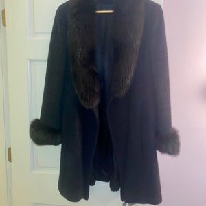 Black real fur coat
